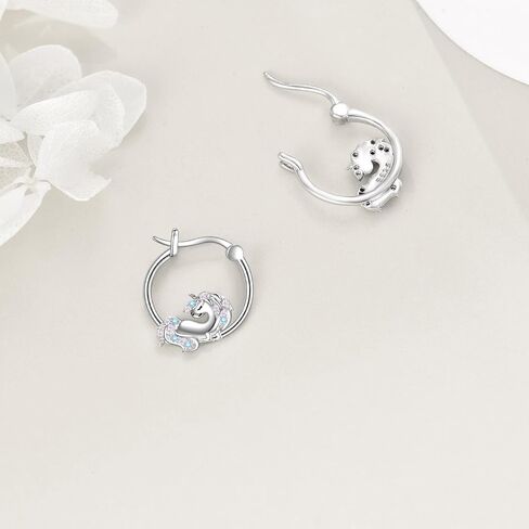 925 Sterling Silver Panda Unicorn Earrings for Women Cute Animal Unicorn Panda Earrings Huggie Hoop Earrings Birthday Mothers Day Jewelry for Mom Men in Saudi Arabia