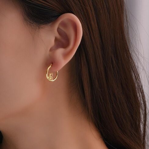 Plikin Angel Devil Mismatched Earrings for Girl 14K Gold Plated Copper Angel Devil Hoop Earrings in Saudi Arabia