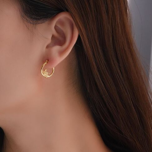 Plikin Angel Devil Mismatched Earrings for Girl 14K Gold Plated Copper Angel Devil Hoop Earrings in Saudi Arabia