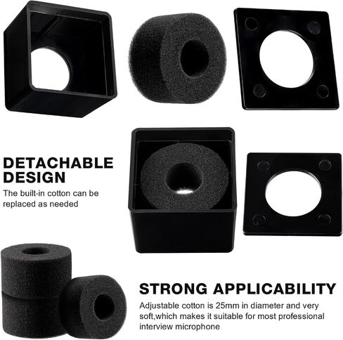 10 Pcs Microphone Flag Station Portable Square Cube ABS Foam Mic Flag Logo Studio Equipment Microphone Accessories for Reporter Host Interview (White, Black) in Kuwait