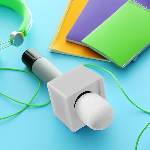 10 Pcs Microphone Flag Station Portable Square Cube ABS Foam Mic Flag Logo Studio Equipment Microphone Accessories for Reporter Host Interview (White, Black) in Kuwait