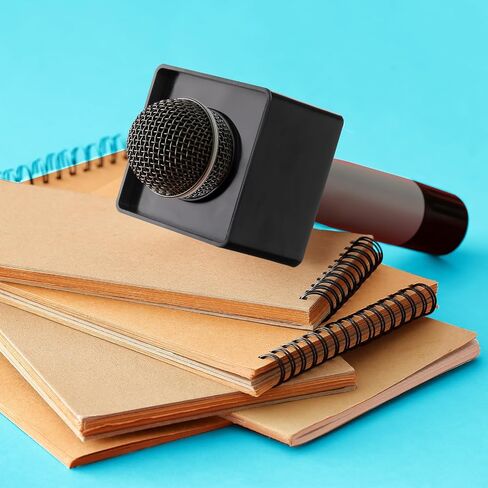 10 Pcs Microphone Flag Station Portable Square Cube ABS Foam Mic Flag Logo Studio Equipment Microphone Accessories for Reporter Host Interview (White, Black) in Kuwait