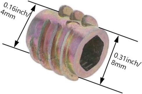 Yinpecly M4 x 8 مللي متر الخيوط إدراج المكسرات سبائك الزنك عرافة المقبس M4 المواضيع الداخلية 0.31 بوصة طول لهجة برونزية 30 قطعة in Saudi Arabia