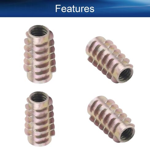 Yinpecly M4 x 8 مللي متر الخيوط إدراج المكسرات سبائك الزنك عرافة المقبس M4 المواضيع الداخلية 0.31 بوصة طول لهجة برونزية 30 قطعة in Saudi Arabia