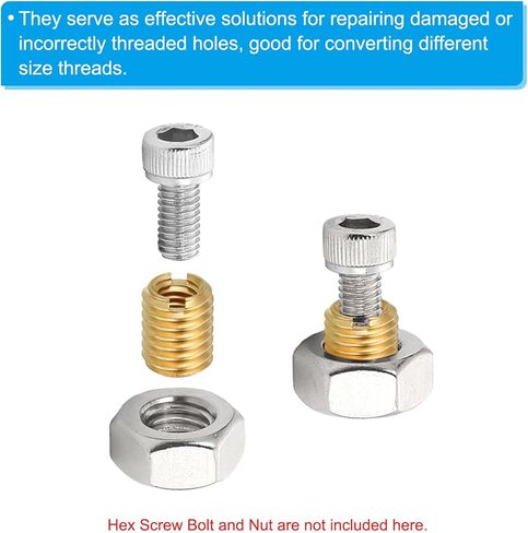 PATIKIL Brass Threaded Repair Insert Nut, 2 Pcs M20x2.5 Male to M16x2 Female Thread Sleeve Inserts Reducing Nut Adapter Reducer Screw Sleeves 25mm in Saudi Arabia