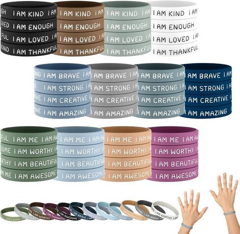 HyDren 48 Pieces Inspirational Wristbands Motivational Silicone Bracelets Bulk Positive Affirmation Rubber Bracelets Gift for Students Teachers School Prizes, 2.56 Inch in Saudi Arabia