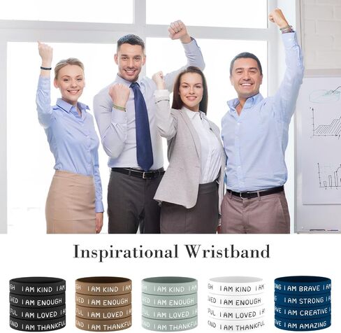 HyDren 48 Pieces Inspirational Wristbands Motivational Silicone Bracelets Bulk Positive Affirmation Rubber Bracelets Gift for Students Teachers School Prizes, 2.56 Inch in Saudi Arabia