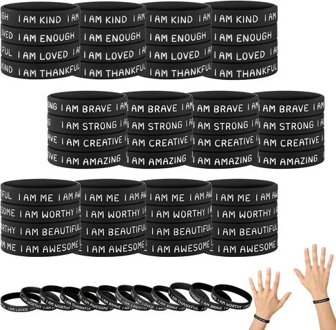 HyDren 48 Pieces Inspirational Wristbands Motivational Silicone Bracelets Bulk Positive Affirmation Rubber Bracelets Gift for Students Teachers School Prizes, 2.56 Inch in Saudi Arabia
