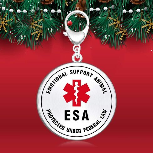 Emotional Support Animal ESA Dog ID Tag .999 inch for Small Breed- Double Side Engraved Protected Under Federal Law with Medical Alert Symbol- Easily Attach to Dog Collar, Harness or Vest in Saudi Arabia