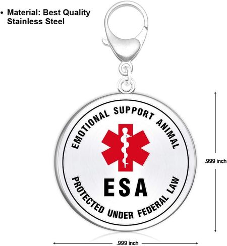 Emotional Support Animal ESA Dog ID Tag .999 inch for Small Breed- Double Side Engraved Protected Under Federal Law with Medical Alert Symbol- Easily Attach to Dog Collar, Harness or Vest in Saudi Arabia