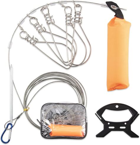 Goture Fishing Stringer Live Fish Lock, Stainless Steel Fish Stringer Clip, Big Fish Wire Rope Cable with Float and Plastic Handle, Fishing Holder Kit with High Strength 10 Snaps/Buckles in Saudi Arabia