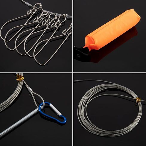 Goture Fishing Stringer Live Fish Lock, Stainless Steel Fish Stringer Clip, Big Fish Wire Rope Cable with Float and Plastic Handle, Fishing Holder Kit with High Strength 10 Snaps/Buckles in Saudi Arabia