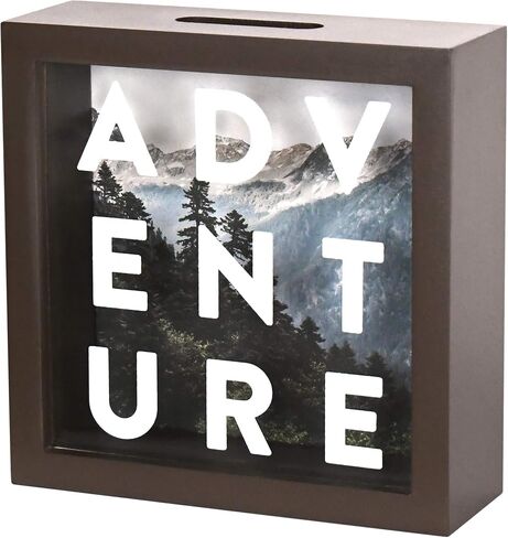 Prinz Adventure Money Savings Piggy Bank for Adults, Kids Savings Box Change Jar, 6' x 6' Wooden Shadow Box, Brown in Saudi Arabia