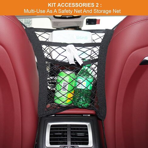 شبكة شحن سقف السيارة ومجموعة جيب شبكية - جيب تخزين مثالي للسيارة وشبكة شحن لتنظيم السيارة، إبزيم عريض من النايلون قابل للتعديل، مثالي لسيارات الدفع الرباعي، ورحلات الطريق، والتخييم، والمزيد، 81.28 سم × 55.88 سم in Kuwait
