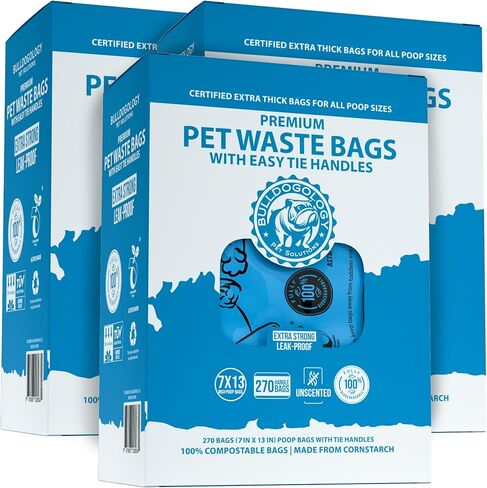 Bulldogology Biodegradable Dog Poop Bags - 120 Count, 8 Rolls, Unscented, Leakproof, Eco-Friendly in Saudi Arabia