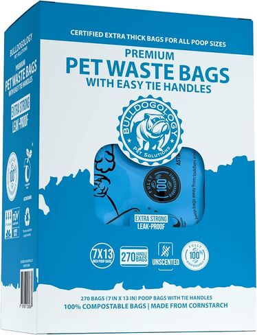 Bulldogology Biodegradable Dog Poop Bags - 120 Count, 8 Rolls, Unscented, Leakproof, Eco-Friendly in Saudi Arabia