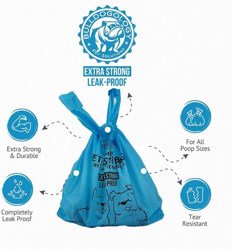 Bulldogology Biodegradable Dog Poop Bags - 120 Count, 8 Rolls, Unscented, Leakproof, Eco-Friendly in Saudi Arabia