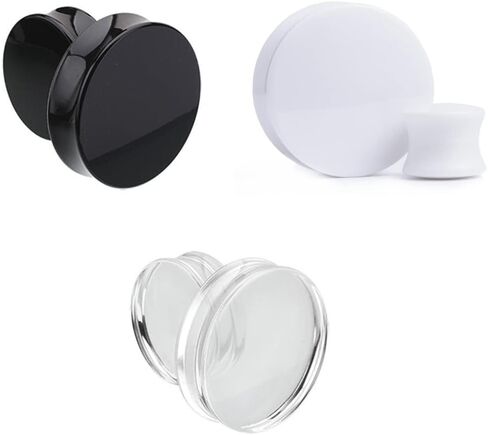 زوج 13/16 "(20 مللي متر) سدادات أكريليك بيضاء مزدوجة مقاييس مضيئة سرج صلب أنفاق لحم الأذن الرقيقة (2 قطعة) in Kuwait