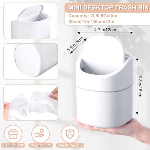 2 Pcs Mini Desk Trash Garbage Can with Lid and 360 Pcs Trash Bags 0.5 Gallon Tiny Countertop Waste Basket Desktop Trash Bin for Bathroom Kitchen Office Table (Blue,Swing Lid) in Saudi Arabia
