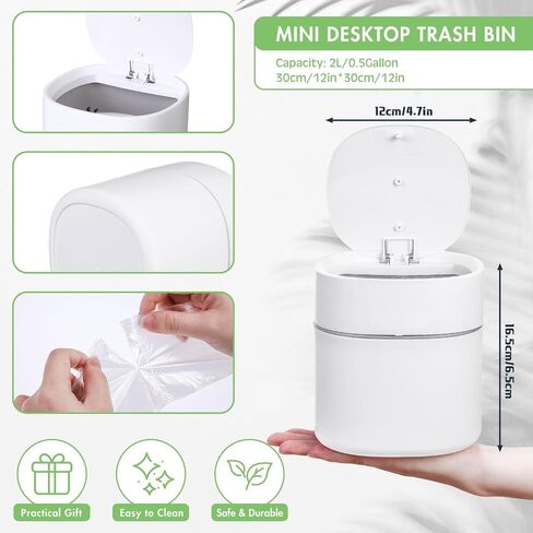 2 Pcs Mini Desk Trash Garbage Can with Lid and 360 Pcs Trash Bags 0.5 Gallon Tiny Countertop Waste Basket Desktop Trash Bin for Bathroom Kitchen Office Table (Blue,Swing Lid) in Saudi Arabia