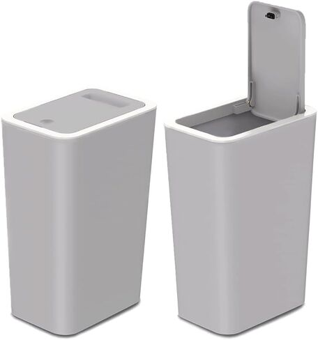 2 Pack Slim Space-Saving Trash Can with Press Top Lid, 15L 4 Gallon Durable Plastic Garbage Bin for Kitchen, Bathroom, RV, Office, Small Container Wastebasket for Narrow Spaces (2 Pcs Black) in Saudi Arabia
