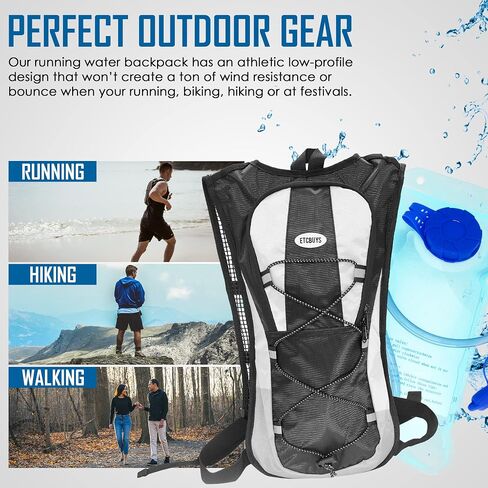 Hiking Backpack - Water Backpack -Rave Hydration Backpack - Insulated Water Bladder - Lightweight Hydration Bag Day Pack for Running, Biking, Festivals,Leak-Proof, BPA-Free in Saudi Arabia