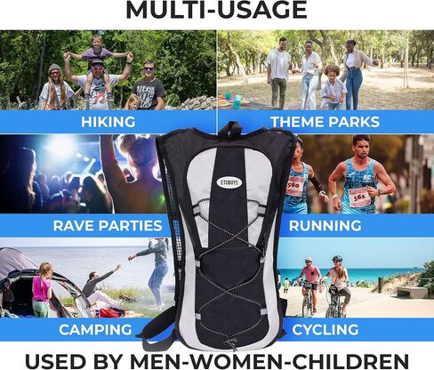 Hiking Backpack - Water Backpack -Rave Hydration Backpack - Insulated Water Bladder - Lightweight Hydration Bag Day Pack for Running, Biking, Festivals,Leak-Proof, BPA-Free in Saudi Arabia