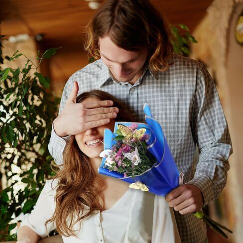 469 قطعة من ورق تغليف الزهور من Oleitodh - ورق باقة زهور مقاوم للماء، شريط من الساتان بطول 60 قدمًا، 36 قطعة من الفراشات ثلاثية الأبعاد 50 قطعة من دبابيس الزهور لهدايا عيد ميلاد الزفاف DIY (19 لونًا) in Kuwait