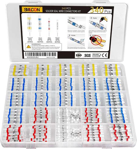 340PCS Solder Seal Wire Connectors - Heat Shrink Wire Connectors Waterproof Solder Butt Connector Kit Insulated Terminals for Marine Automotive Boat Truck Wire Joint in Saudi Arabia