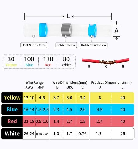 340PCS Solder Seal Wire Connectors - Heat Shrink Wire Connectors Waterproof Solder Butt Connector Kit Insulated Terminals for Marine Automotive Boat Truck Wire Joint in Saudi Arabia