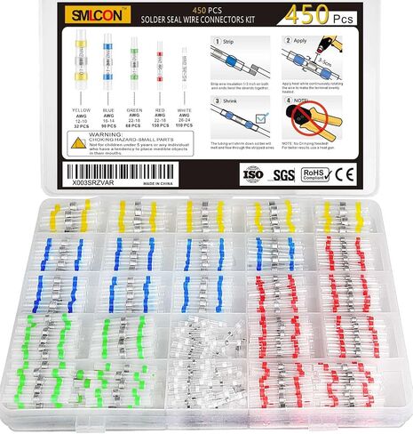 340PCS Solder Seal Wire Connectors - Heat Shrink Wire Connectors Waterproof Solder Butt Connector Kit Insulated Terminals for Marine Automotive Boat Truck Wire Joint in Saudi Arabia