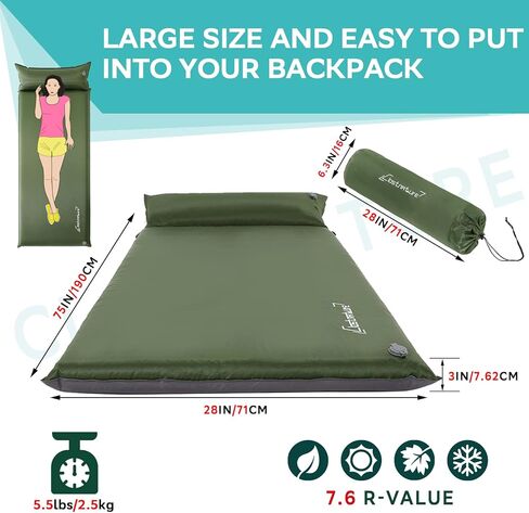 Clostnature Self Inflating Sleeping Pad for Camping - 1.5/2/3 inch Camping Pad in Kuwait
