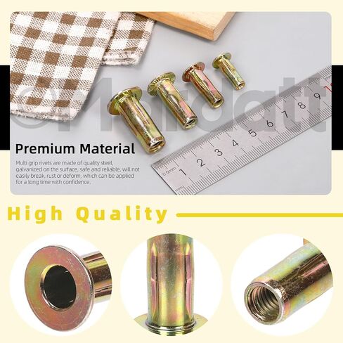 34Pcs 4 Sizes Multi-Grip Rivet Nut Assortment Kit, M4 M5 M6 M8 Zinc-Plated Flat Head Shank Threaded Insert Nut for Industrial Construction Fasteners in Saudi Arabia