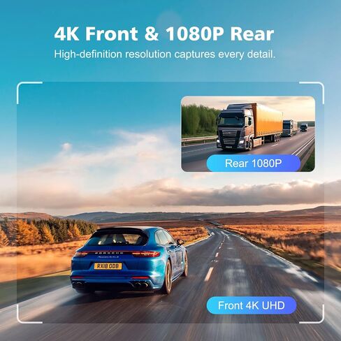 كاميرا داش كام أمامية وخلفية 4K، كاميرا داش كام مدمجة 5G Wi-Fi GPS، بطاقة مجانية 32 جيجابايت، رؤية ليلية، زاوية واسعة 170 درجة، WDR، وضع انتظار 24 ساعة، يدعم 512 جيجابايت كحد أقصى in Saudi Arabia