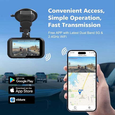 كاميرا داش كام أمامية وخلفية 4K، كاميرا داش كام مدمجة 5G Wi-Fi GPS، بطاقة مجانية 32 جيجابايت، رؤية ليلية، زاوية واسعة 170 درجة، WDR، وضع انتظار 24 ساعة، يدعم 512 جيجابايت كحد أقصى in Saudi Arabia