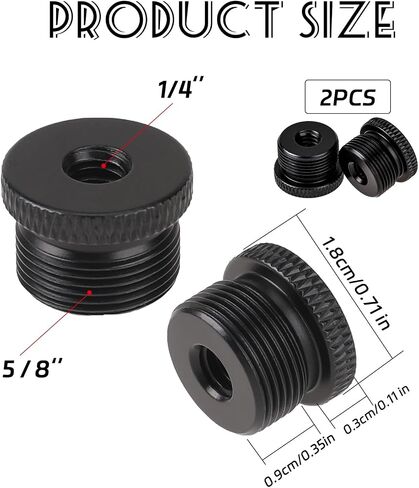 2 Pcs Microphone Stand Adapter Mic Stand Adapter Thread Adapter Microphone Adapter 1/4 Female to 5/8 Male Screw Thread Tripod Adapter for Camera Stand in Saudi Arabia