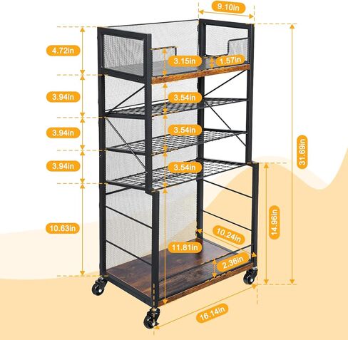 عربة كتب دوارة من 5 طبقات من Heyxiha مع صواني منزلقة، منظم مجلد ملفات بعجلات، خزانة كتب تخزين رف كتب متحرك، عربة أدوات معدنية وخشبية، حامل ورق صغير للمكتب والمدرسة والمنزل in Kuwait