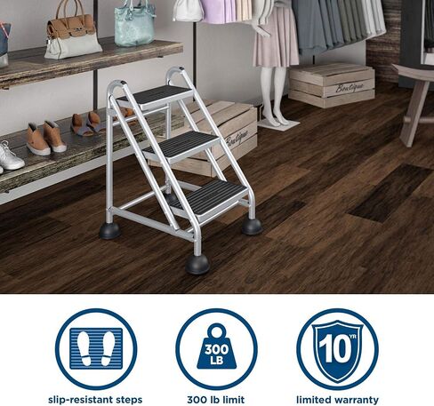 Cosco 3-Step Rolling Step Ladder, Grey in Saudi Arabia