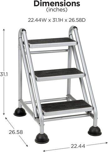 Cosco 3-Step Rolling Step Ladder, Grey in Saudi Arabia