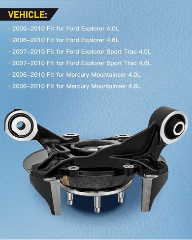 OCPTY Wheel Hub Bearing Steering Knuckle Assembly Rear Left Side 2006-2010 Fit for Ford Explorer 4.0L 4.6L 698-413 in Saudi Arabia