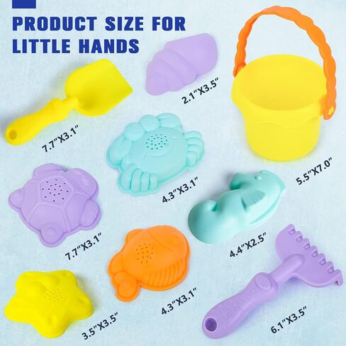 3 otters Beach Toys Set, Baby Beach Toys Beach Shovels RakesTool Kit Sand Bucket Boys and Girls Beach Toys Set 9PCS in Saudi Arabia