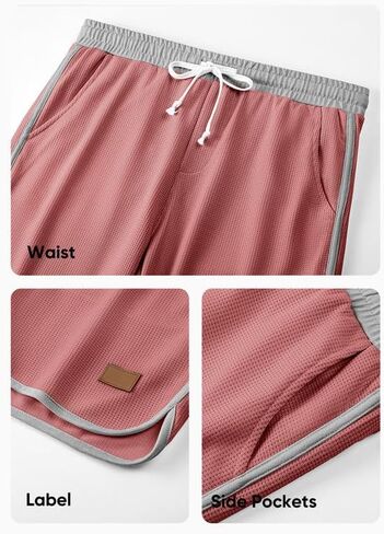 JMIERR Mens Athletic Shorts Casual Elastic Waist Drawstring Stretch Short Waffle Beach Running Shorts Workout Sweat Gym Short in Saudi Arabia