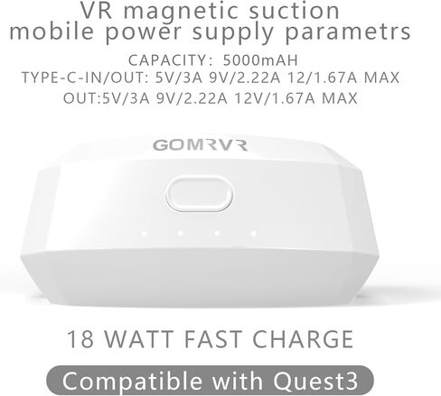 حزام رأس هالو قابل لإعادة الشحن بقدرة 5000 مللي أمبير في الساعة لـ Quest 3، يطيل وقت تشغيل سماعة الواقع الافتراضي، بولي يوريثان ناعم صديق للبشرة لمزيد من الراحة Quest 3 الملحقات in Kuwait