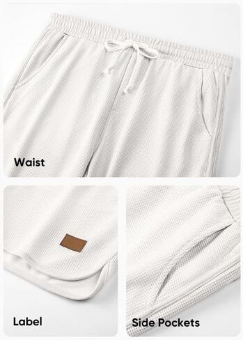 JMIERR Mens Athletic Shorts Casual Elastic Waist Drawstring Stretch Short Waffle Beach Running Shorts Workout Sweat Gym Short in Kuwait
