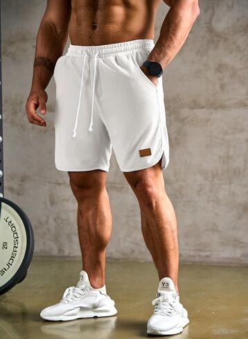 JMIERR Mens Athletic Shorts Casual Elastic Waist Drawstring Stretch Short Waffle Beach Running Shorts Workout Sweat Gym Short in Kuwait