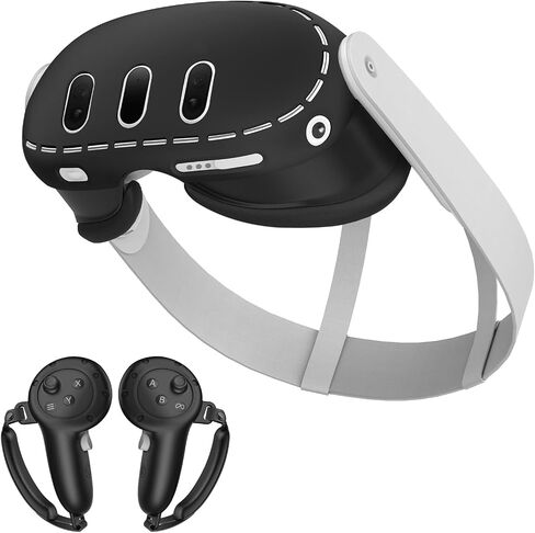 VR Accessories for Meta Quest 3, 2 in 1 Silicone Protective Case Set and Controller Grip Cover Compatible with Meta Oculus Quest 3, Comfortable Feel, Easy Installation in Saudi Arabia
