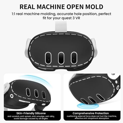 VR Accessories for Meta Quest 3, 2 in 1 Silicone Protective Case Set and Controller Grip Cover Compatible with Meta Oculus Quest 3, Comfortable Feel, Easy Installation in Saudi Arabia