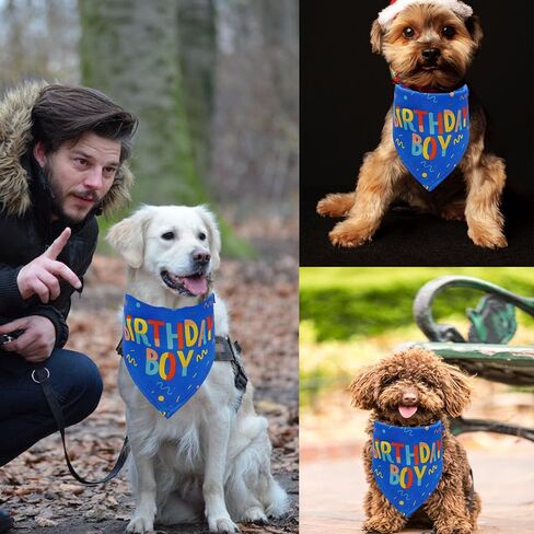 Birthday Boy Dog Bandana, Printed Dog Bandana Pet Scarf Dog Birthday Party Supplies for Dogs Pet Accessories for Dog Lovers Reveal Ideas in Kuwait