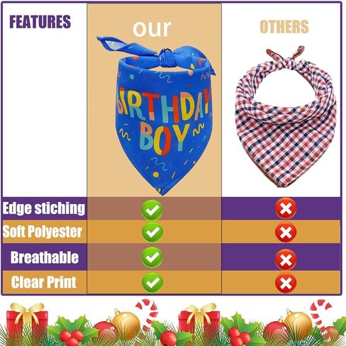 Birthday Boy Dog Bandana, Printed Dog Bandana Pet Scarf Dog Birthday Party Supplies for Dogs Pet Accessories for Dog Lovers Reveal Ideas in Kuwait