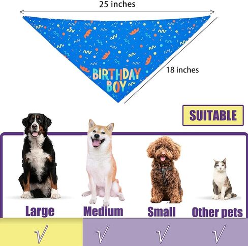 Birthday Boy Dog Bandana, Printed Dog Bandana Pet Scarf Dog Birthday Party Supplies for Dogs Pet Accessories for Dog Lovers Reveal Ideas in Kuwait